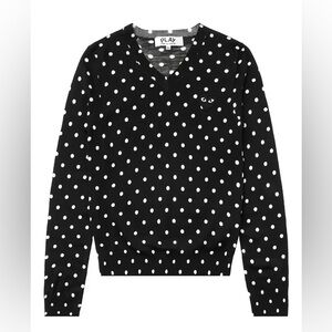 Comme des Garcons Black and White Polka Dot V-Neck Sweater